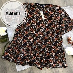 Madewell Silk Ruffle Hem Top Prairie Blossom